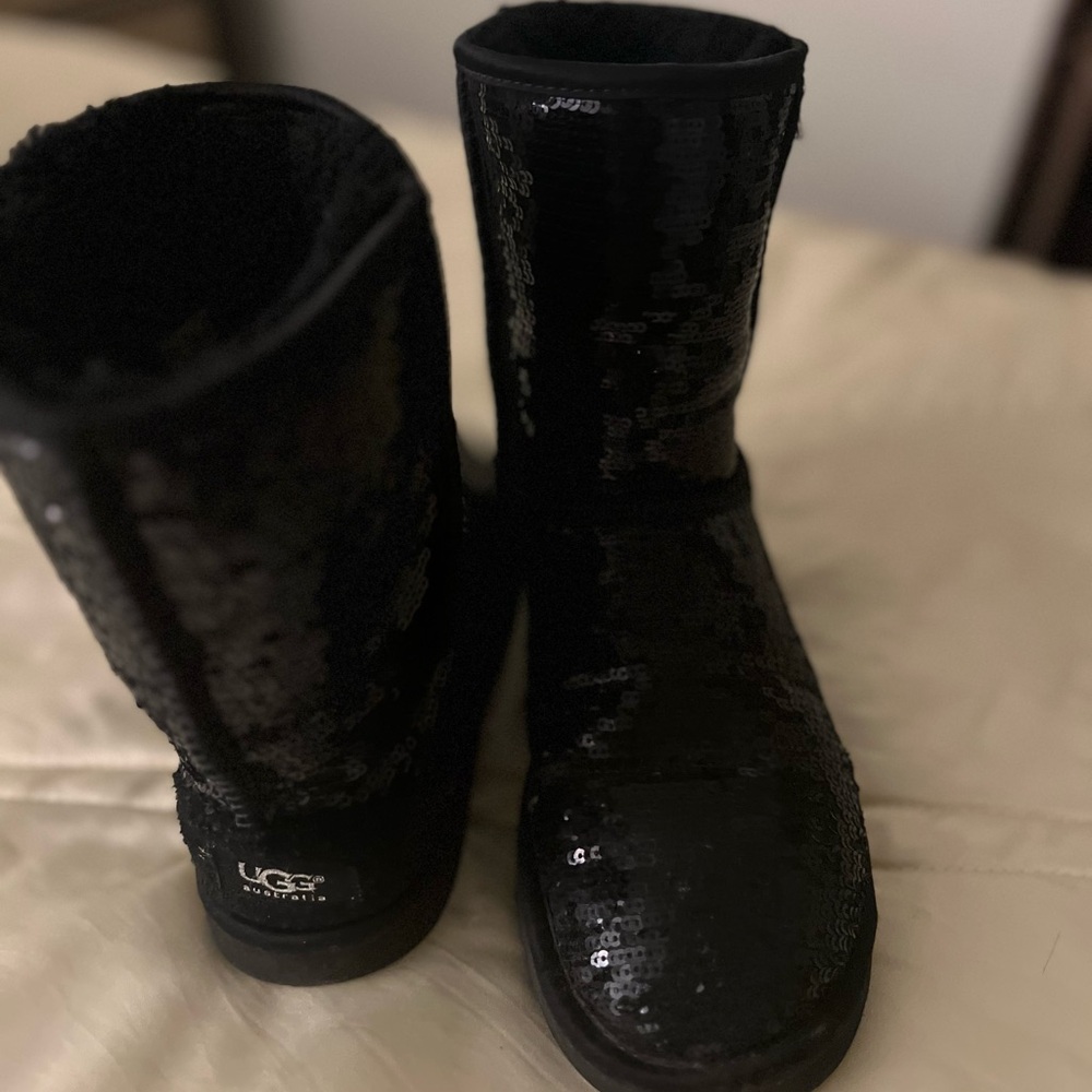 UGG Shimmering Black Sequin Boots